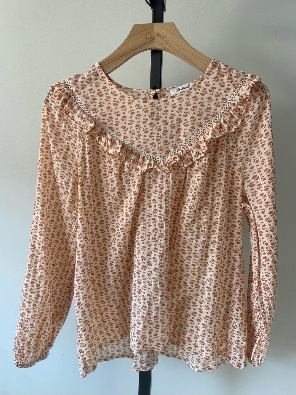 Madewell Ruffled Ditsy Floral Prairie Blouse Cottagecore Size Medium